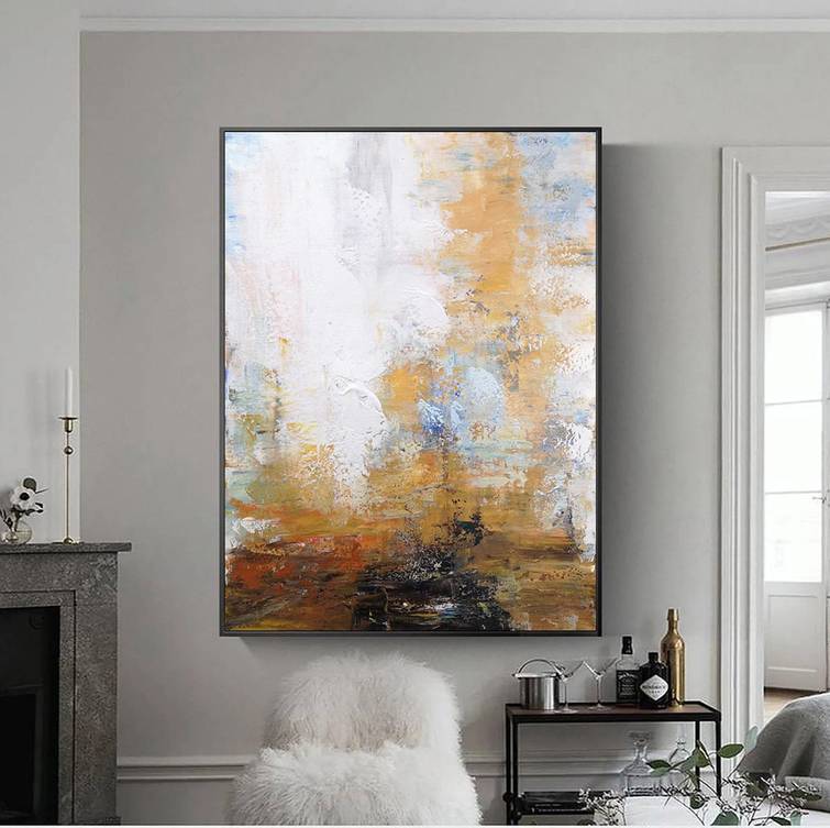 Grey Office Blue White Abstract Canvas Artwork 70CB6 wall art